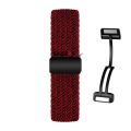 Sneezy Huawei Watch Fit Elegant /Fit New İle Uyumlu FiberLink Manyetik Tokalı Kumaş Örgü Kordon Kırmızı Koyu