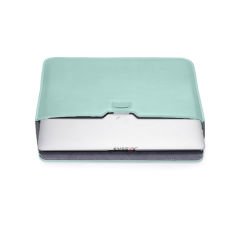 Sneezy Macbook Air 13.3 İnç M1 A2337 Uyumlu PortaPivo Standlı Deri Taşıma Çantası Turkuaz - Turkuaz