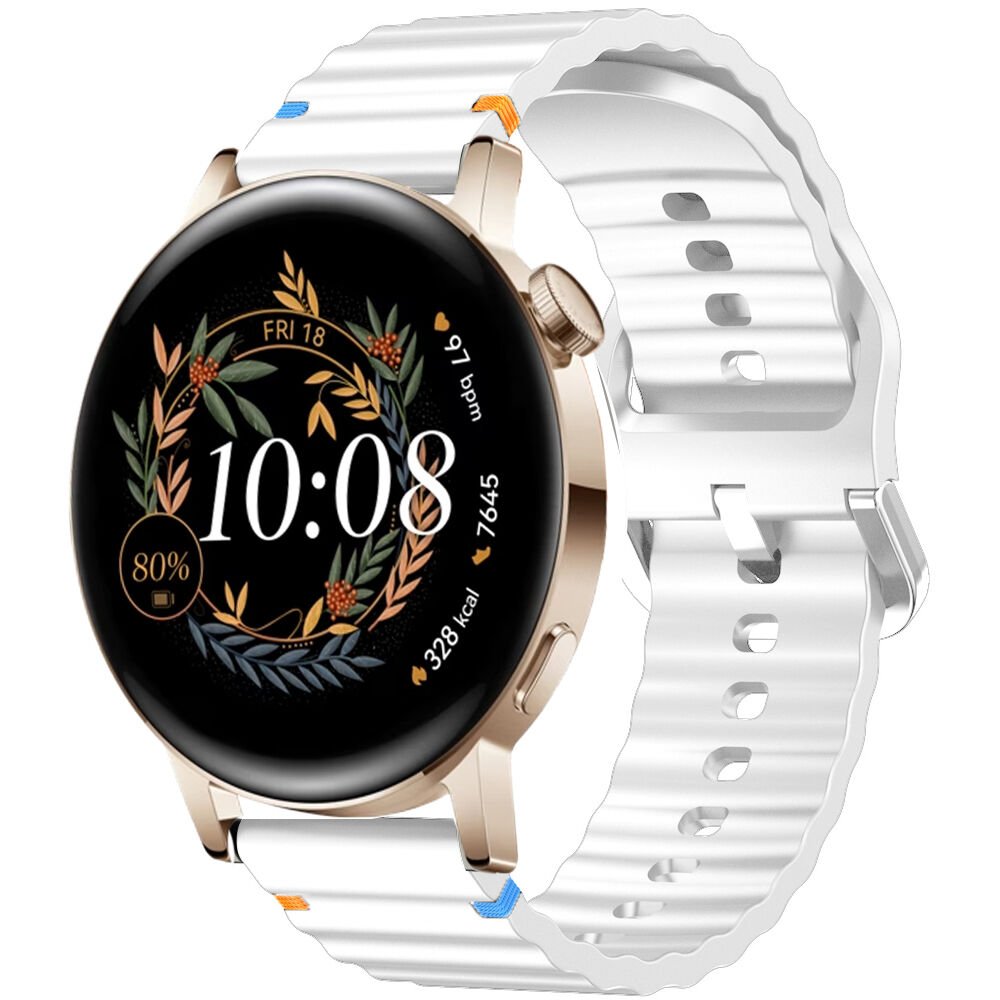 Huawei Watch GT2 GT3 42mm İle Uyumlu Dalga Desenli Tokalı Yumusaş Soft Silikon Kordon