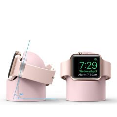 Apple Watch 7 8 9 10 İle Uyumlu Silikon Akıllı Saat Şarj Standı ve Typ-c Şarj Kablosu Pudra