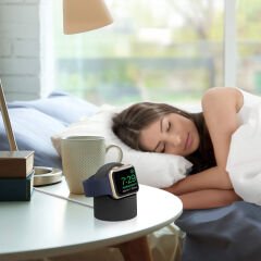 Apple Watch 7 8 9 10 İle Uyumlu Silikon Akıllı Saat Şarj Standı ve Typ-c Şarj Kablosu Siyah