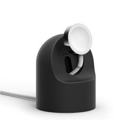 Apple Watch 7 8 9 10 İle Uyumlu Silikon Akıllı Saat Şarj Standı ve Typ-c Şarj Kablosu Siyah