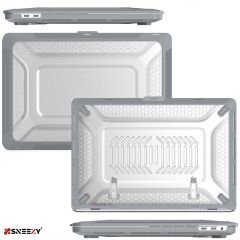 MacBook Pro 13.3 İnç Kılıf M1 / A2338-A2251-A2289 Zırh Özellikli Dayanıklı Koruyucu Sert Kılıf Gri Set-2