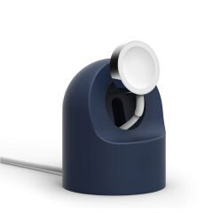 Apple Watch 2 3 4 5 6 İle Uyumlu Silikon Akıllı Saat Şarj Standı ve  USB Şarj Kablosu Lacivert