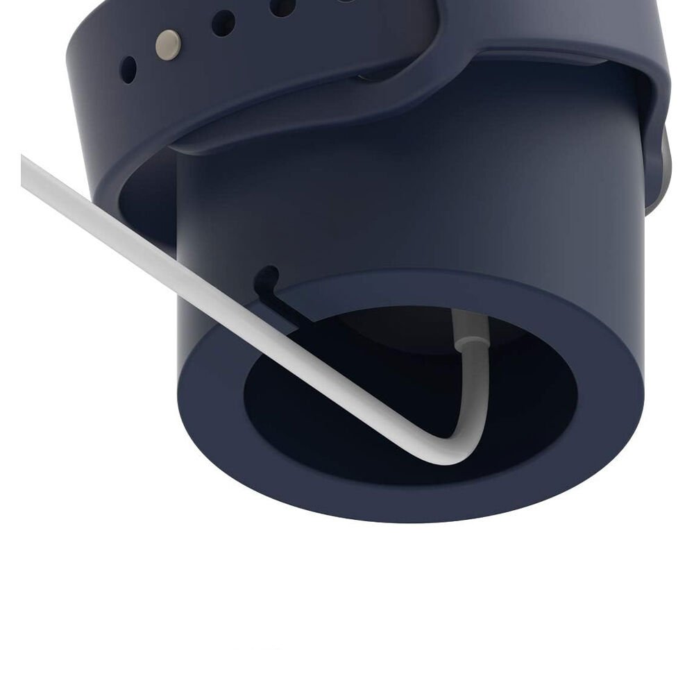 Apple Watch 2 3 4 5 6 İle Uyumlu Silikon Akıllı Saat Şarj Standı ve  USB Şarj Kablosu Lacivert