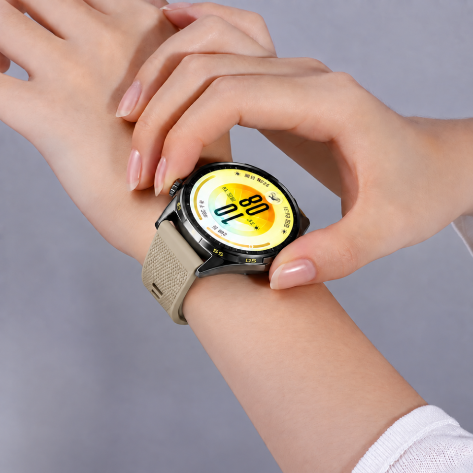 Sneezy Huawei Watch GT 4 46mm Uyumlu Slash Örgü Desenli Sportif Silikon Saat Kordonu