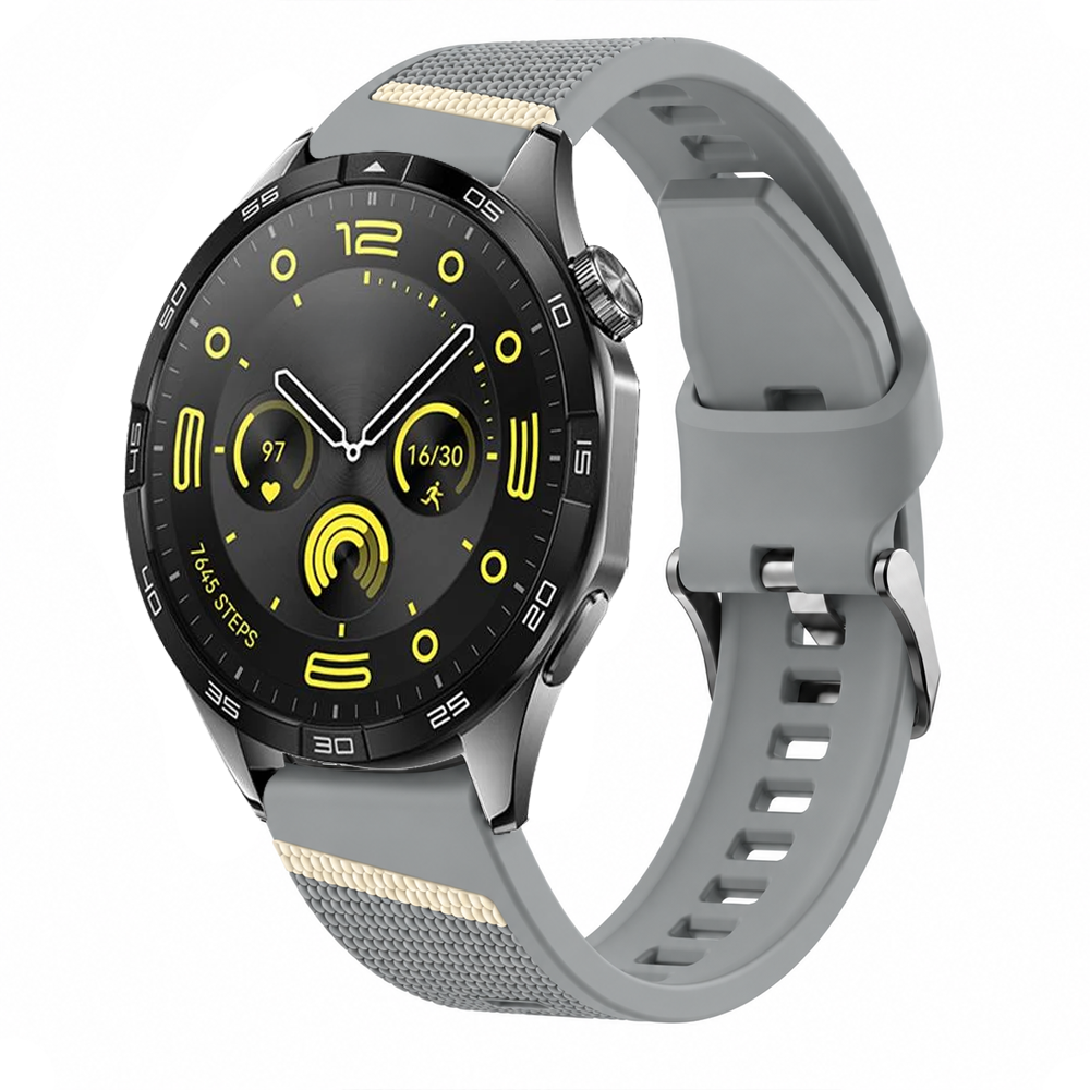 Sneezy Huawei Watch GT 4 46mm Uyumlu Slash Örgü Desenli Sportif Silikon Saat Kordonu