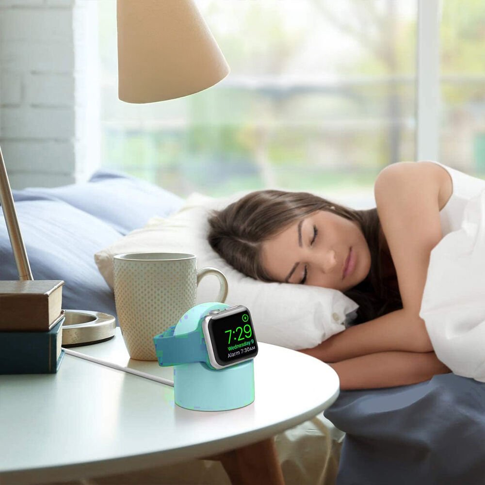 Apple Watch 2 3 4 5 6 İle Uyumlu Silikon Akıllı Saat Şarj Standı ve  USB Şarj Kablosu Mint