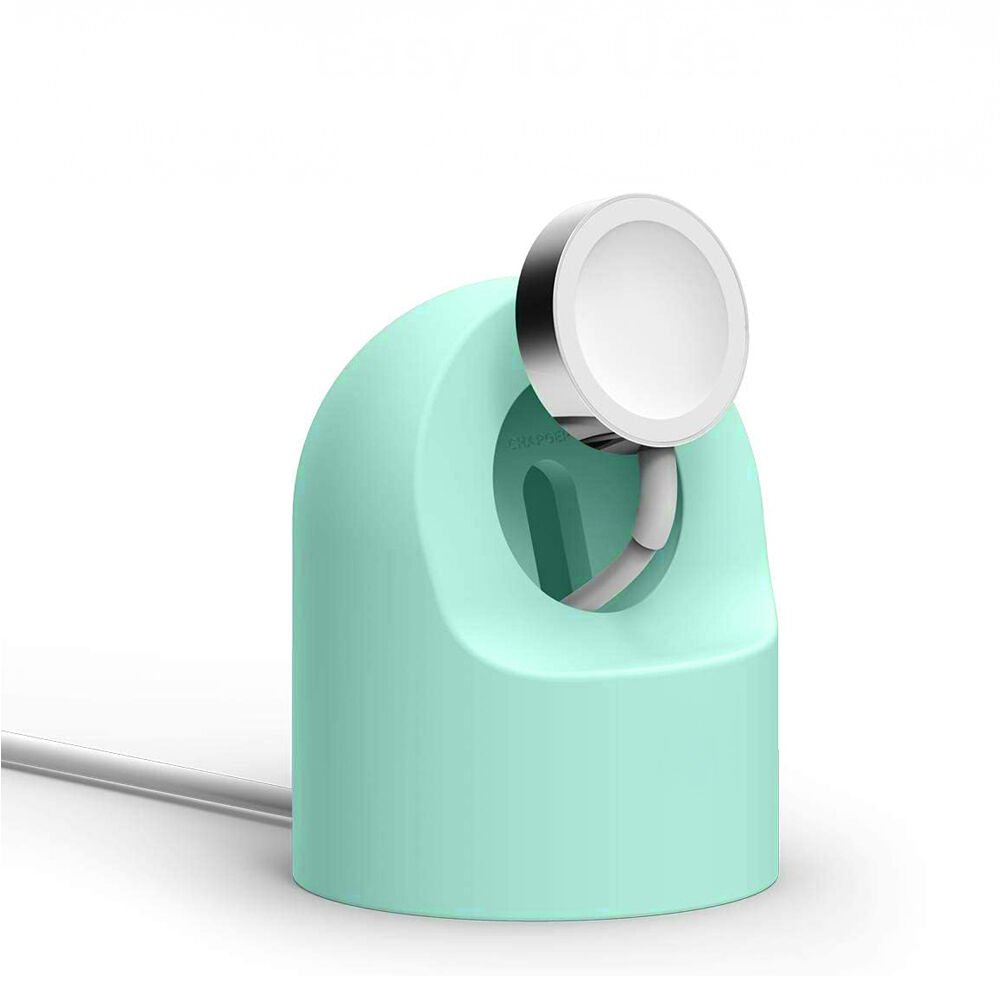 Apple Watch 2 3 4 5 6 İle Uyumlu Silikon Akıllı Saat Şarj Standı ve  USB Şarj Kablosu Mint