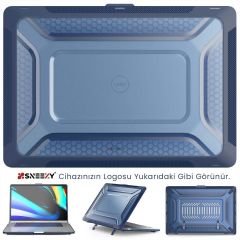 MacBook Pro 13.3 İnç Kılıf M1 / A2338-A2251-A2289 Zırh Özellikli Dayanıklı Koruyucu Sert Kılıf Lacivert Set-4