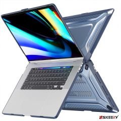 MacBook Pro 13.3 İnç Kılıf M1 / A2338-A2251-A2289 Zırh Özellikli Dayanıklı Koruyucu Sert Kılıf Lacivert Set-4