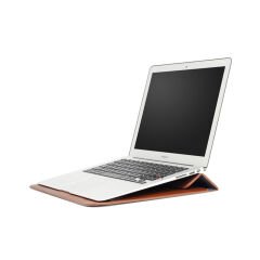 Sneezy Macbook Air 13.3 İnç A2179 Uyumlu PortaPivo Standlı Deri Taşıma Çantası Kahverengi