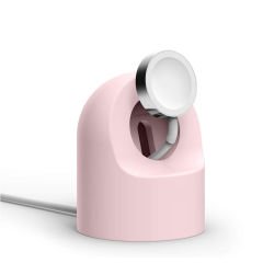 Apple Watch 2 3 4 5 6 İle Uyumlu Silikon Akıllı Saat Şarj Standı ve  USB Şarj Kablosu Pudra