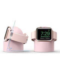 Apple Watch 2 3 4 5 6 İle Uyumlu Silikon Akıllı Saat Şarj Standı ve  USB Şarj Kablosu Pudra