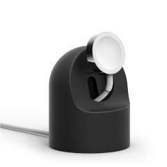 Apple Watch 2 3 4 5 6 İle Uyumlu Silikon Akıllı Saat Şarj Standı ve  USB Şarj Kablosu Siyah