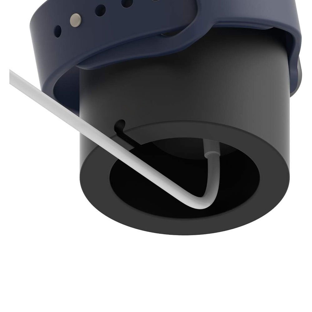 Apple Watch 2 3 4 5 6 İle Uyumlu Silikon Akıllı Saat Şarj Standı ve  USB Şarj Kablosu Siyah