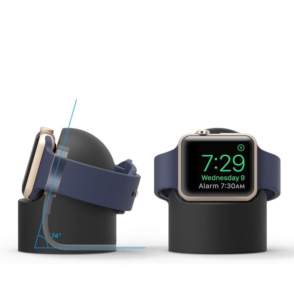 Apple Watch 2 3 4 5 6 İle Uyumlu Silikon Akıllı Saat Şarj Standı ve  USB Şarj Kablosu Siyah