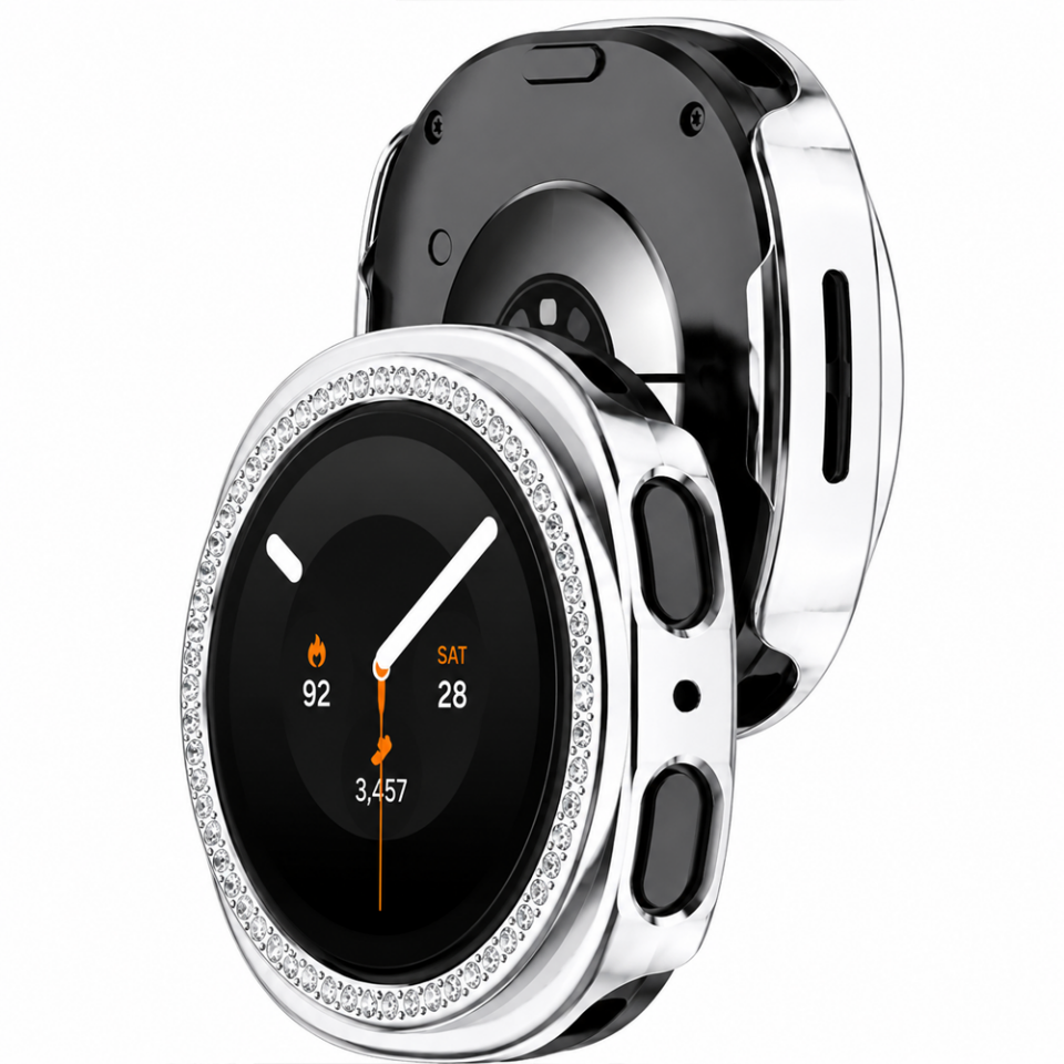 Samsung Watch 9 40mm İle Uyumlu Zarif Kristal Taşlı Kasa Koruyucu Kılıf