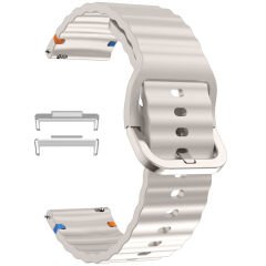 Huawei Watch Fit 3 İle Uyumlu Dalga Desenli Tokalı Yumusaş Soft Silikon Kordon Starlight