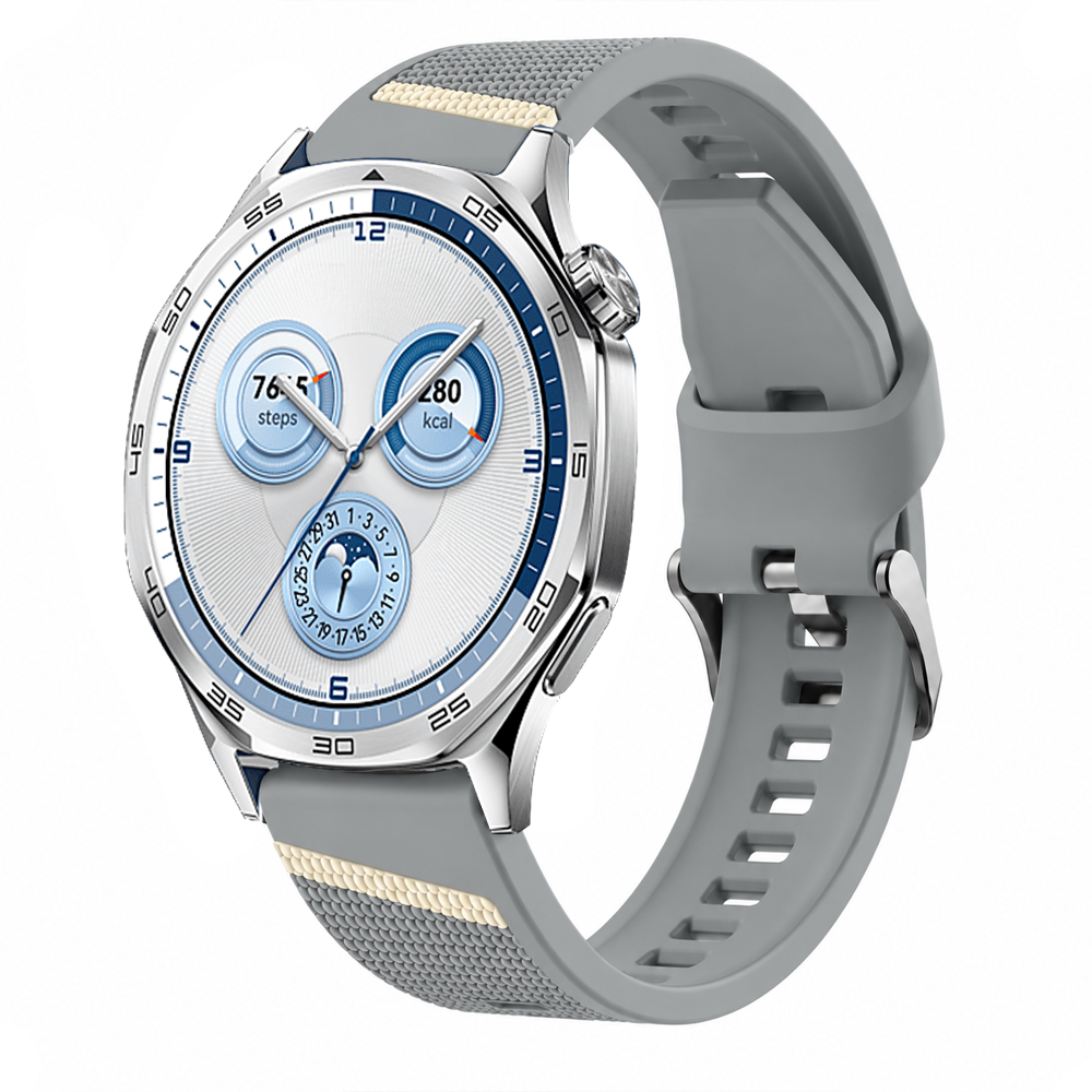 Sneezy Huawei Watch GT 5 46mm Uyumlu Slash Örgü Desenli Sportif Silikon Saat Kordonu