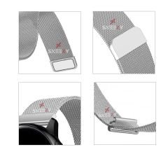 Huawei Watch 3 Elite-Classic 46mm-Watch 3 Pro-Elite 22mm Uyumlu Woven Wire Metal Hasır Kordon Gümüş