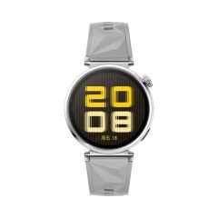 Sneezy Huawei Watch GT5 Pro 42mm İle Uyumlu Prism Metal Tokalı Soft Yumuşak Silikon Kordon Gri