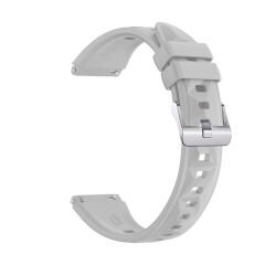 Sneezy Huawei Watch GT5 Pro 42mm İle Uyumlu Prism Metal Tokalı Soft Yumuşak Silikon Kordon Gri