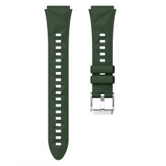 Sneezy Huawei Watch GT5 Pro 42mm İle Uyumlu Prism Metal Tokalı Soft Yumuşak Silikon Kordon Haki