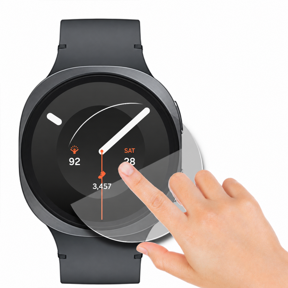Samsung Watch 9 44mm Uyumlu Kolay Takılabilir Takma Aparatlı Temperli Cam Ekran Koruyucu