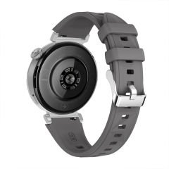 Sneezy Huawei Watch GT5 Pro 42mm İle Uyumlu Prism Metal Tokalı Soft Yumuşak Silikon Kordon Koyu Gri