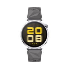 Sneezy Huawei Watch GT5 Pro 42mm İle Uyumlu Prism Metal Tokalı Soft Yumuşak Silikon Kordon Koyu Gri