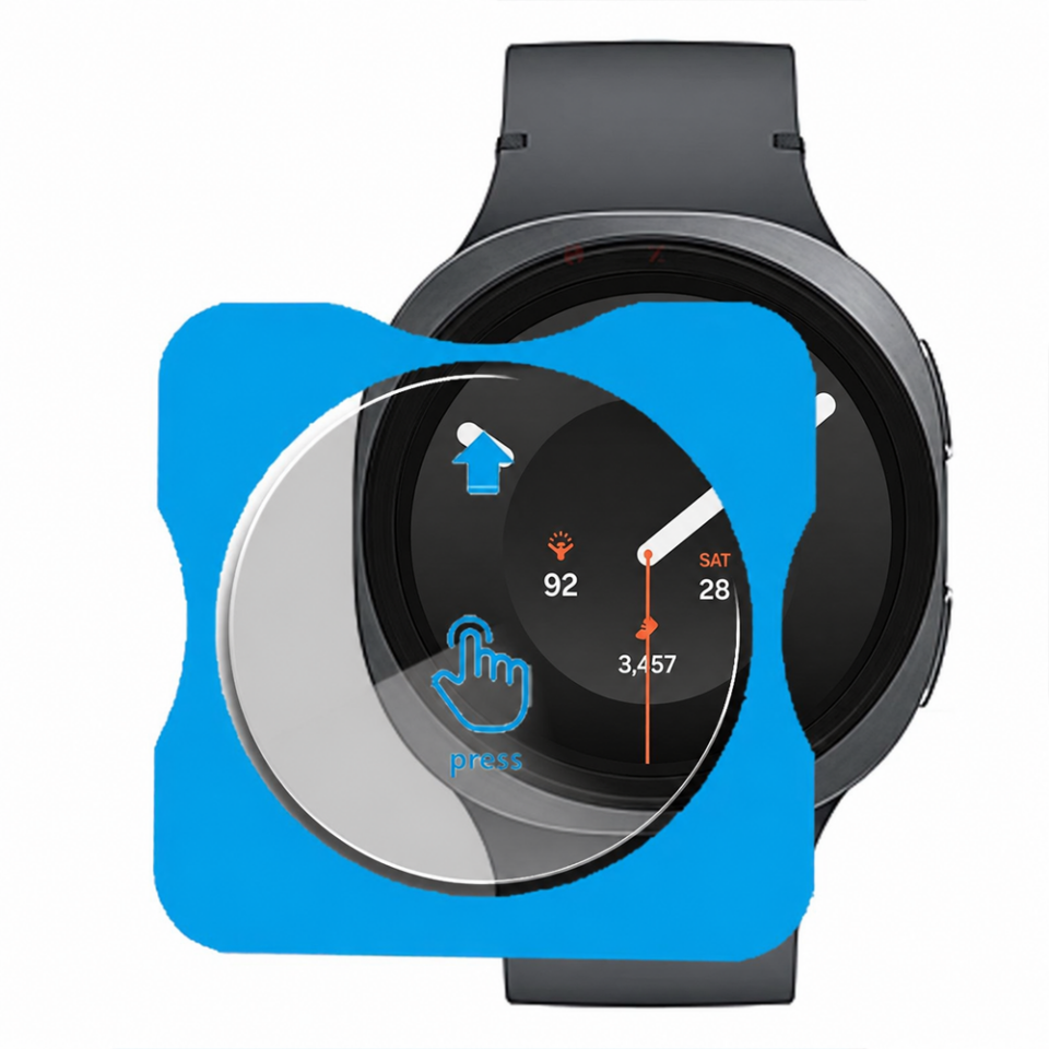 Samsung Watch 9 40mm Uyumlu Kolay Takılabilir Takma Aparatlı Temperli Cam Ekran Koruyucu