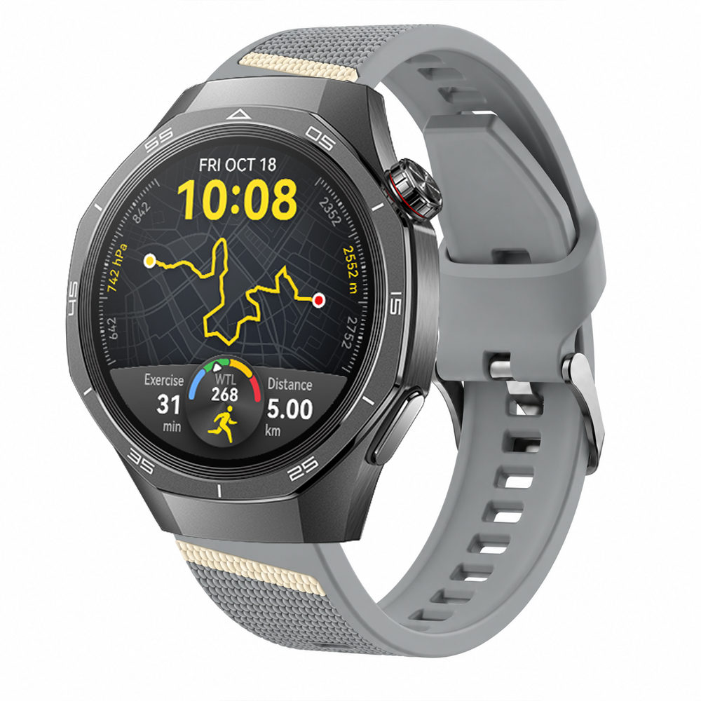 Sneezy Huawei Watch GT 5 Pro 46mm Uyumlu Slash Örgü Desenli Sportif Silikon Saat Kordonu