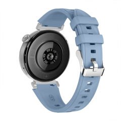 Sneezy Huawei Watch GT5 Pro 42mm İle Uyumlu Prism Metal Tokalı Soft Yumuşak Silikon Kordon Mavi