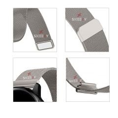 Huawei Watch 3 Elite-Classic 46mm-Watch 3 Pro-Elite 22mm Uyumlu Woven Wire Metal Hasır Kordon Starlight