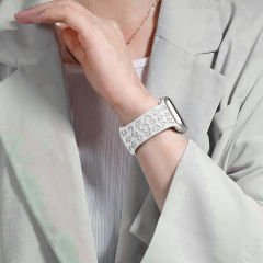Apple Watch Ultra 1 ve 2 Uyumlu 49mm Leopar Desenli Yumuşak Silikon Kordon Şeffaf