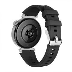 Sneezy Huawei Watch GT5 Pro 42mm İle Uyumlu Prism Metal Tokalı Soft Yumuşak Silikon Kordon Siyah