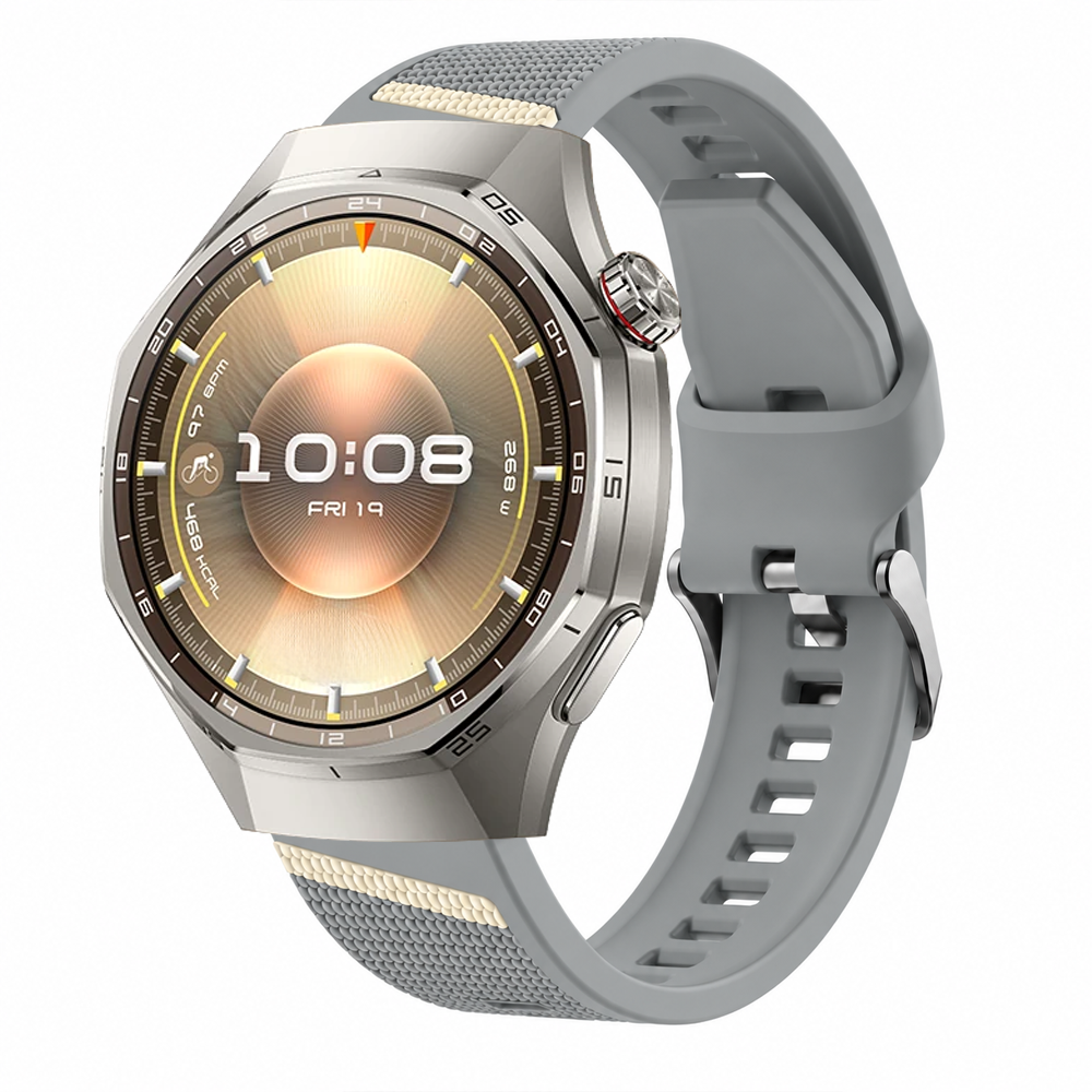 Sneezy Huawei Watch GT 6 Pro 46mm Uyumlu Slash Örgü Desenli Sportif Silikon Saat Kordonu