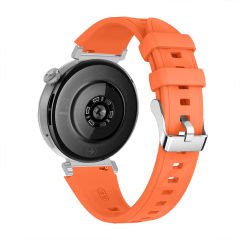 Sneezy Huawei Watch GT5 Pro 42mm İle Uyumlu Prism Metal Tokalı Soft Yumuşak Silikon Kordon Turuncu