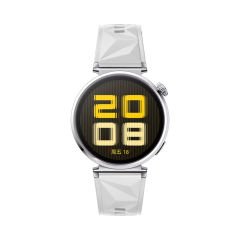 Sneezy Huawei Watch GT5 41mm İle Uyumlu Prism Metal Tokalı Soft Yumuşak Silikon Kordon Beyaz