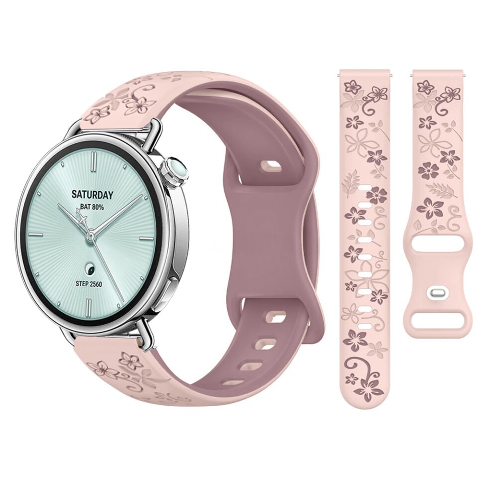 Sneezy Mi Watch S4 41mm İle Uyumlu FloraFlex Çiçek Desenli Yumuşak Soft Silikon Kordon