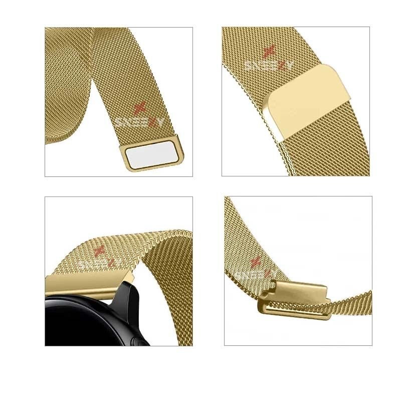 Honor Magic Watch 2 – Watch Magic – Watch Gs3 22mm Uyumlu Woven Wire Tasarım Metal Hasır Kordon Gold