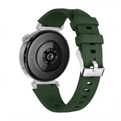 Sneezy Huawei Watch GT5 41mm İle Uyumlu Prism Metal Tokalı Soft Yumuşak Silikon Kordon Haki