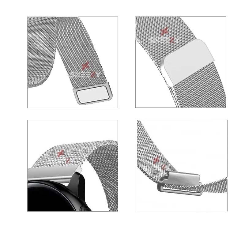 Honor Magic Watch 2 – Watch Magic – Watch Gs3 22mm Uyumlu Woven Wire Tasarım Metal Hasır Kordon Gümüş