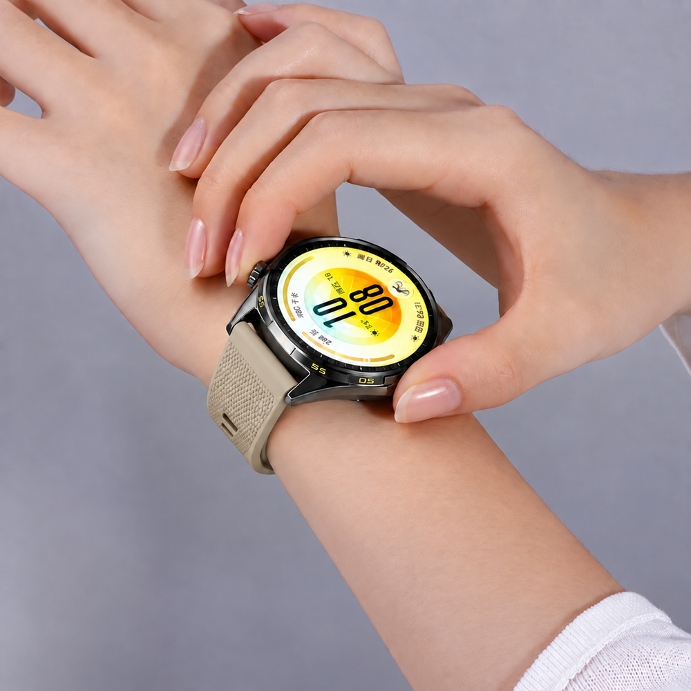 Sneezy Huawei Watch GT 6 46mm Uyumlu Slash Örgü Desenli Sportif Silikon Saat Kordonu