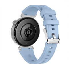 Sneezy Huawei Watch GT5 41mm İle Uyumlu Prism Metal Tokalı Soft Yumuşak Silikon Kordon Açık Mavi