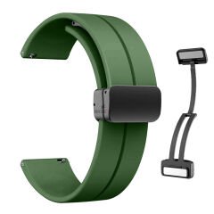 Amazfit Watch GTR 3 Pro-GTR 3-GTR 2e-GTS 2-GTR 47mm 22mm Uyumlu Coastal Magnet Tokalı Silikon Kordon Koyu Yeşil