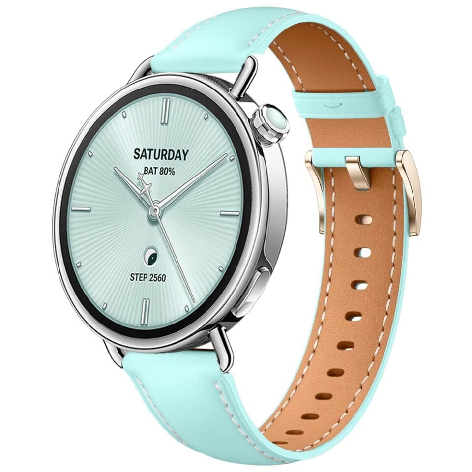 Sneezy Mi Watch S4 41mm İle Uyumlu Starlight Gold Metal Tokalı Deri Zarif Şık Kordon