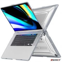 MacBook Pro 14.2 İnç Kılıf M1-M2-M3 A2442-A2779-A2992 Zırh Özellikli Dayanıklı Koruyucu Sert Kılıf Gri - Gri