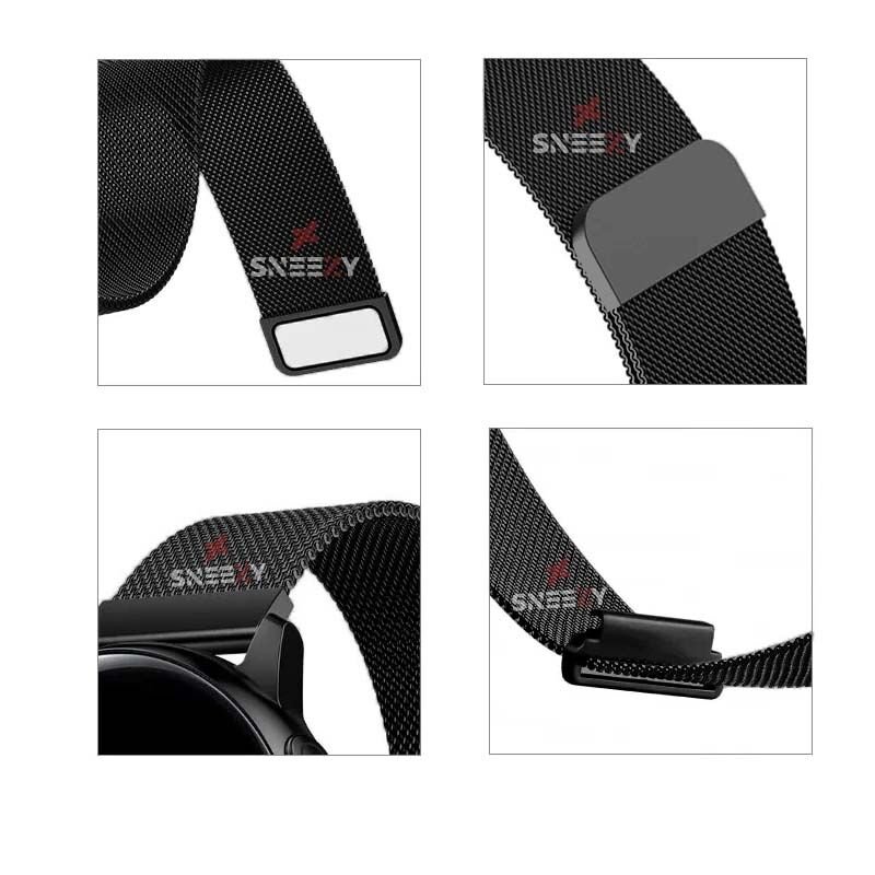 Honor Magic Watch 2 – Watch Magic – Watch Gs3 22mm Uyumlu Woven Wire Tasarım Metal Hasır Kordon Siyah